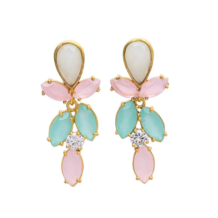 Pendientes piedras Lavanda Blanco, Rosa y Aguamarina - Mestiza Joyas