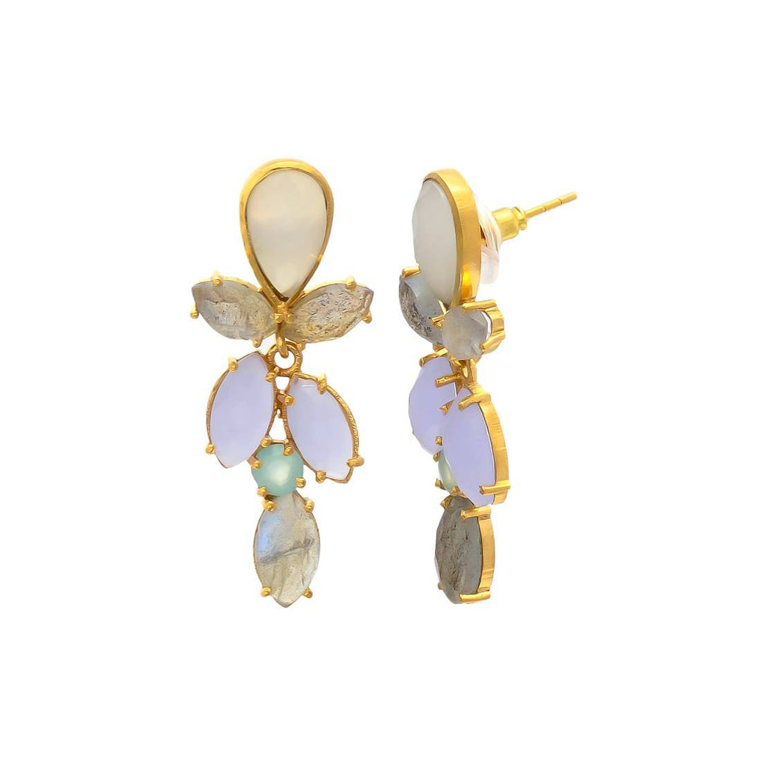 Pendientes piedras Lavanda Labradorita, Lila y Aguamarina - Mestiza Joyas