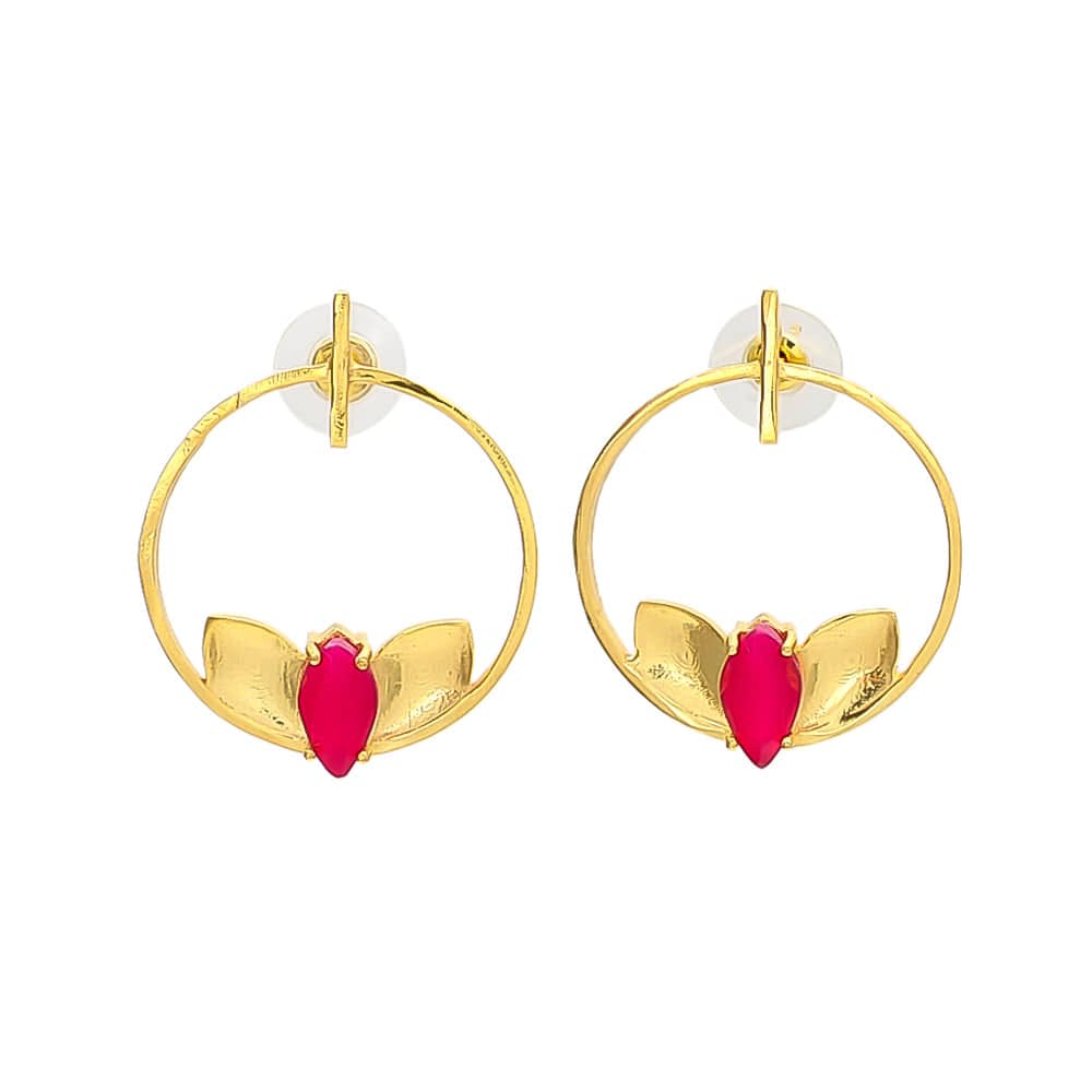 Pendientes piedras Lazo Fucsia - Mestiza Joyas
