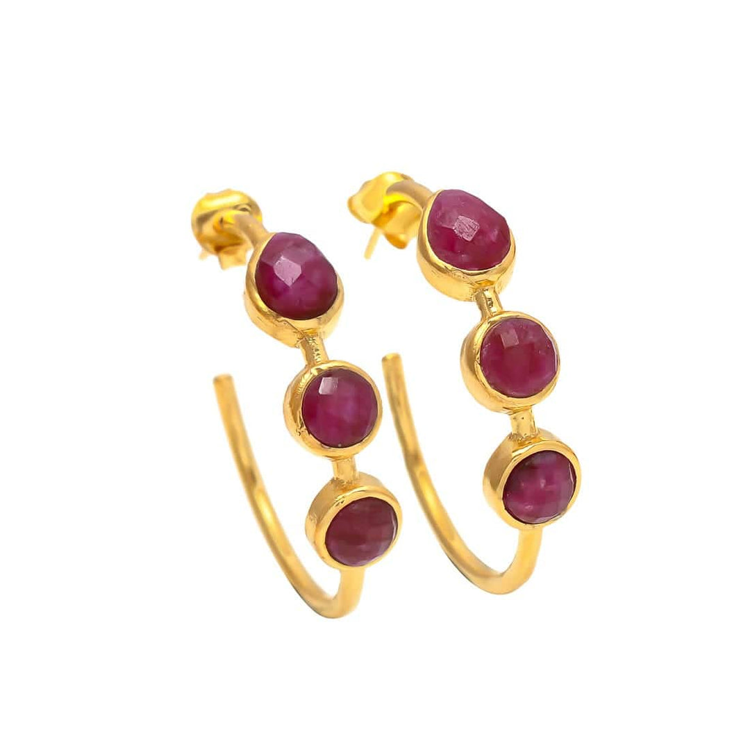 Pendientes piedras Mónaco Granate - Mestiza Joyas
