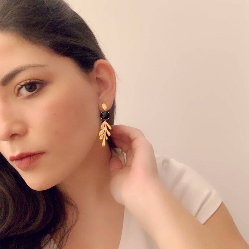 Pendientes piedras Nápoles Negro - Mestiza Joyas