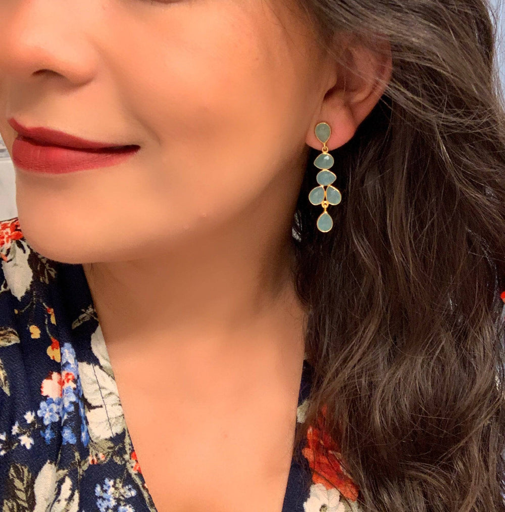 Pendientes piedras Narciso Aguamarina - Mestiza Joyas