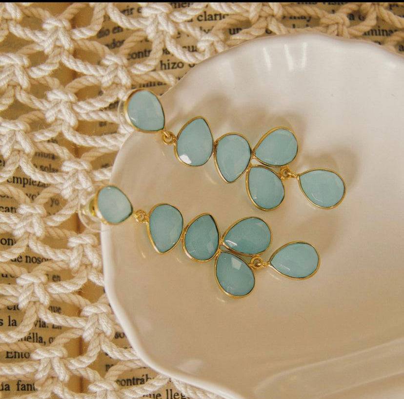 Pendientes piedras Narciso Aguamarina - Mestiza Joyas