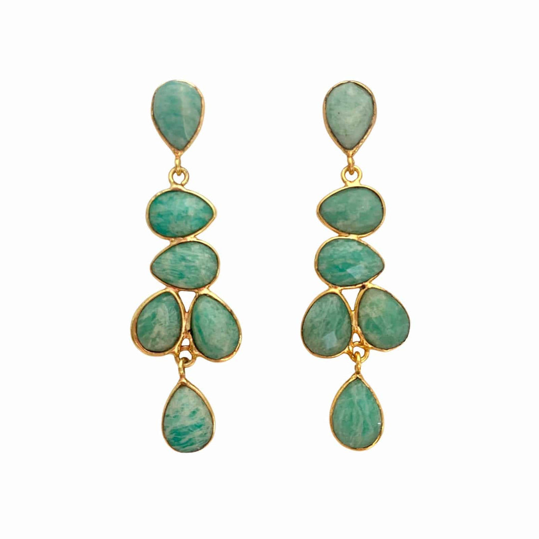 Pendientes piedras Narciso Amazonita - Mestiza Joyas