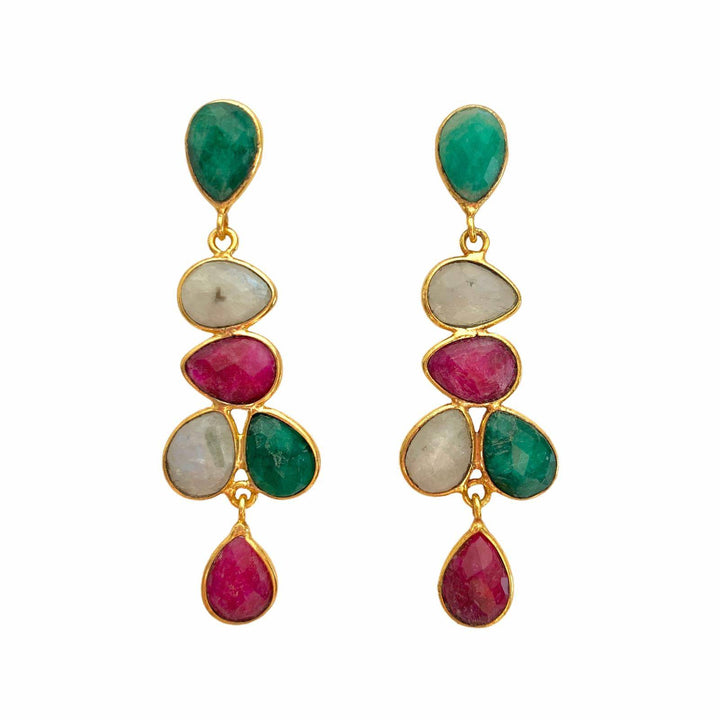 Pendientes piedras Narciso Esmeralda, Luna y Rubí - Mestiza Joyas