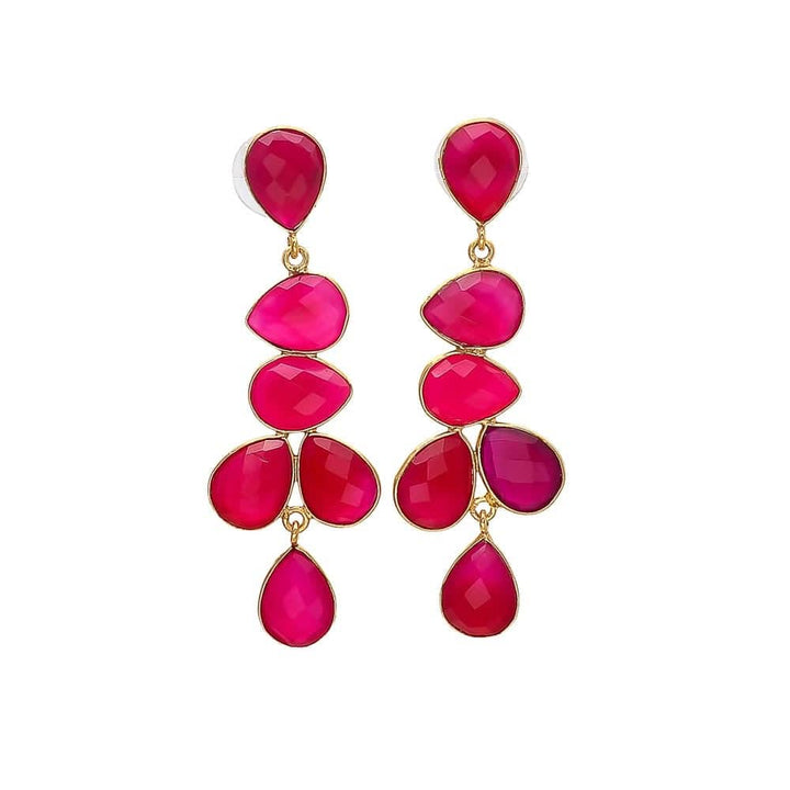 Pendientes piedras Narciso Fucsia - Mestiza Joyas