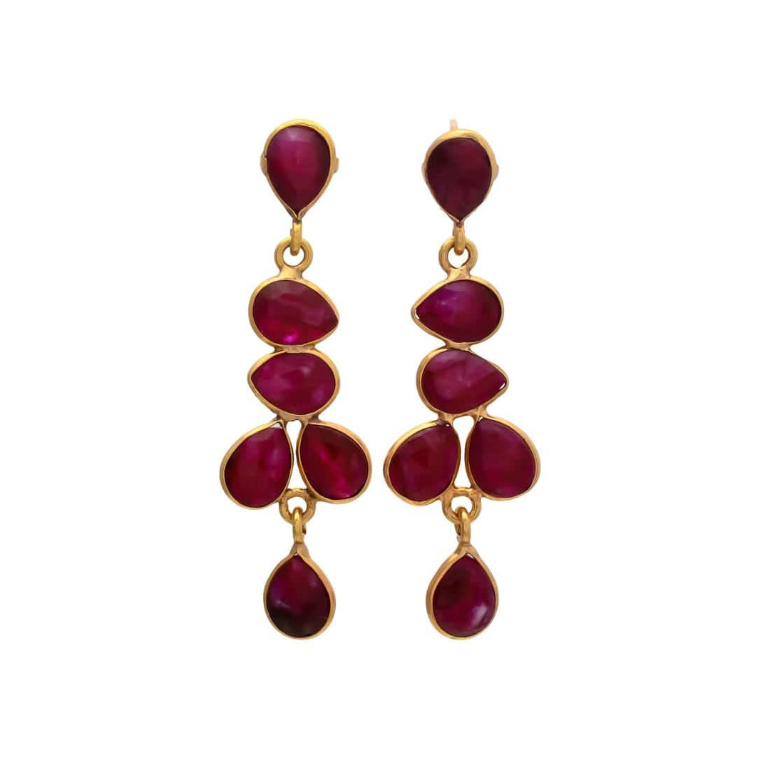 Pendientes piedras Narciso Rubí - Mestiza Joyas