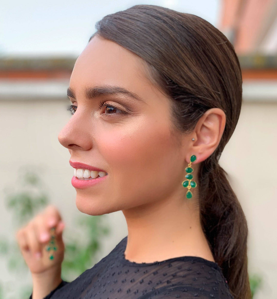 Pendientes piedras Narciso Verde - Mestiza Joyas