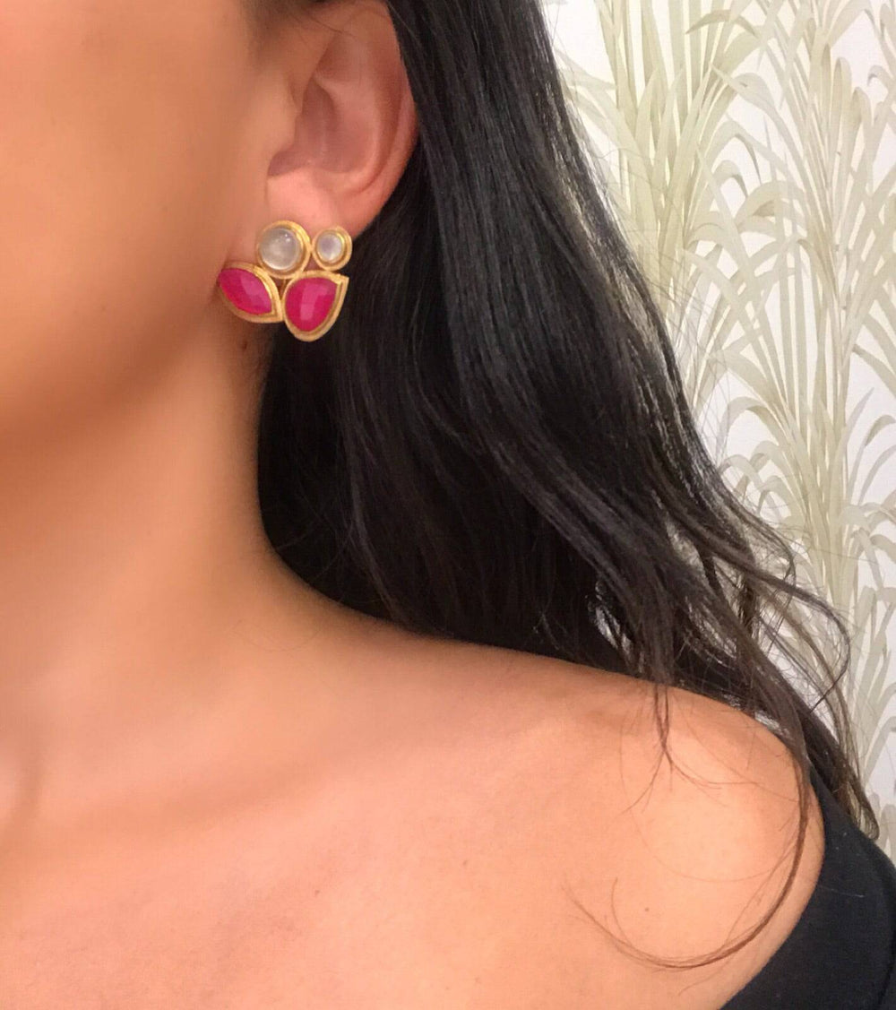 Pendientes piedras Orquídea Blanco, Labradorita y Negro - Mestiza Joyas