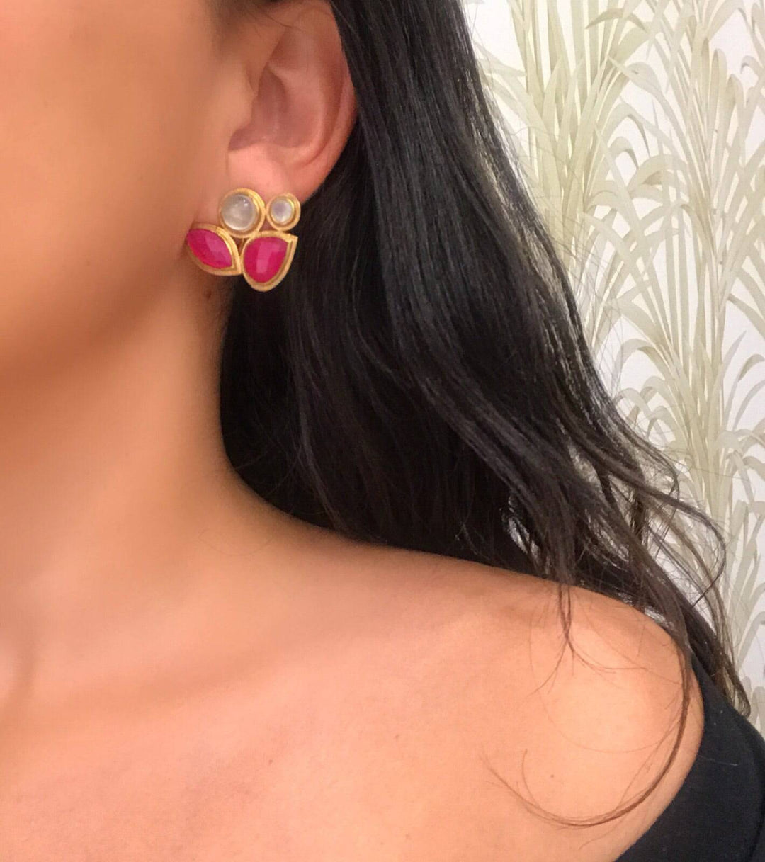 Pendientes piedras Orquídea Blanco, Labradorita y Negro - Mestiza Joyas