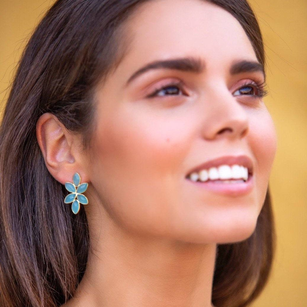 Pendientes piedras Sky Aguamarina - Mestiza Joyas