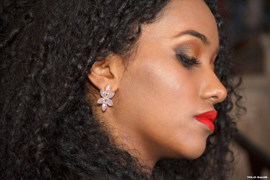 Pendientes piedras Sky Rosa - Mestiza Joyas