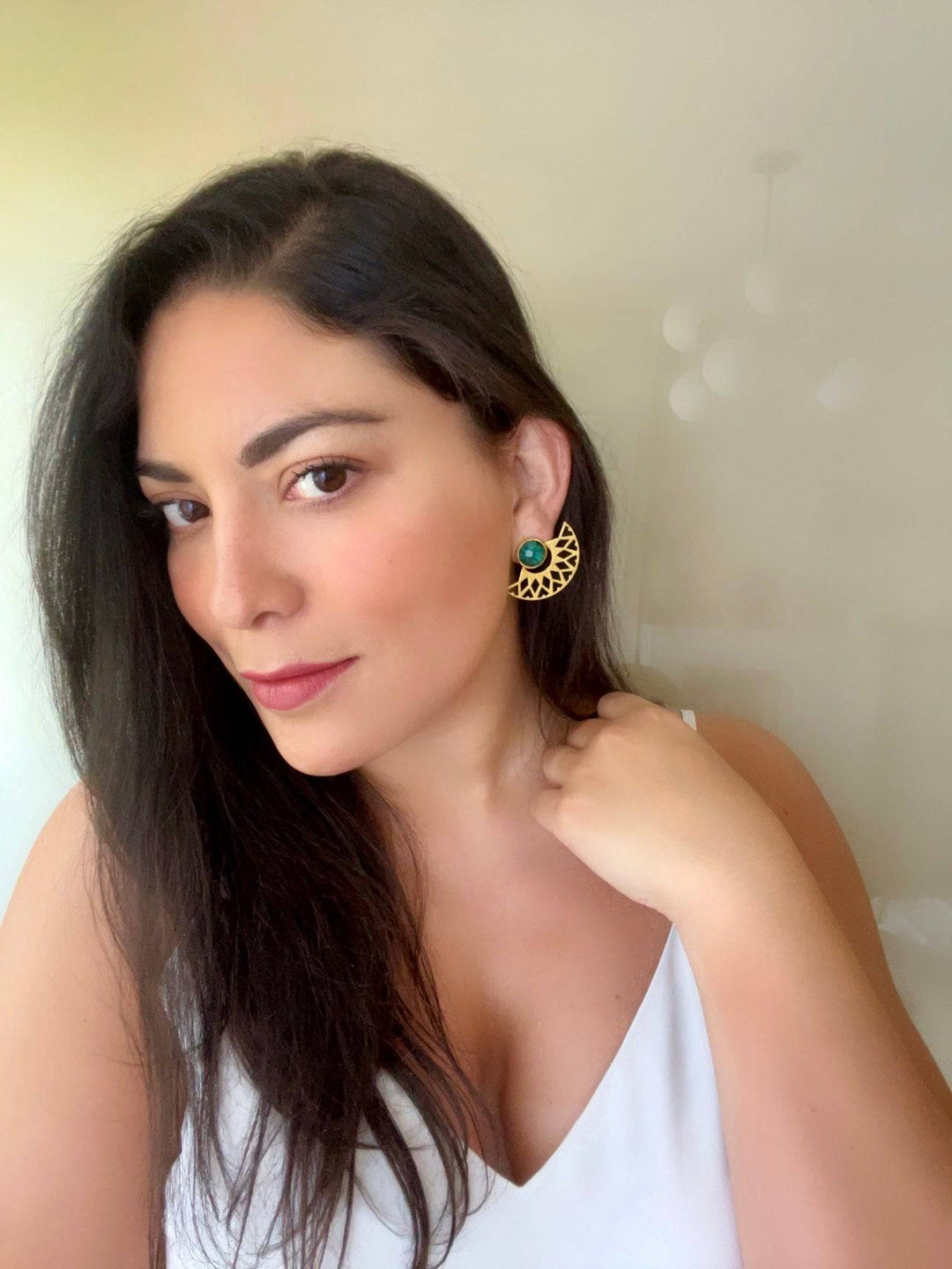 Pendientes piedras Smile Verde - Mestiza Joyas