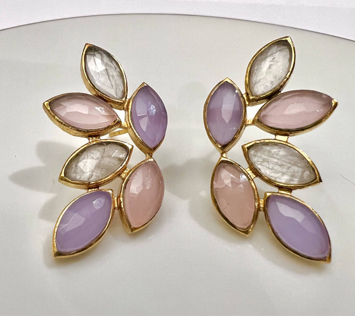 Pendientes piedras Sofía Luna, Lila y Rosa - Mestiza Joyas