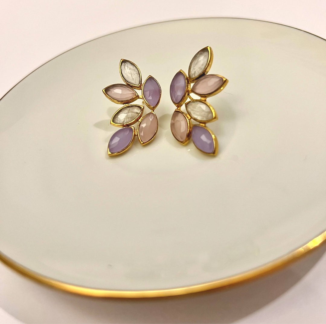 Pendientes piedras Sofía Luna, Lila y Rosa - Mestiza Joyas