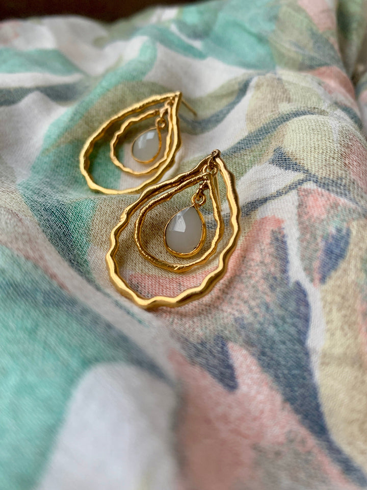 Pendientes piedras Splitz Blanco - Mestiza Joyas
