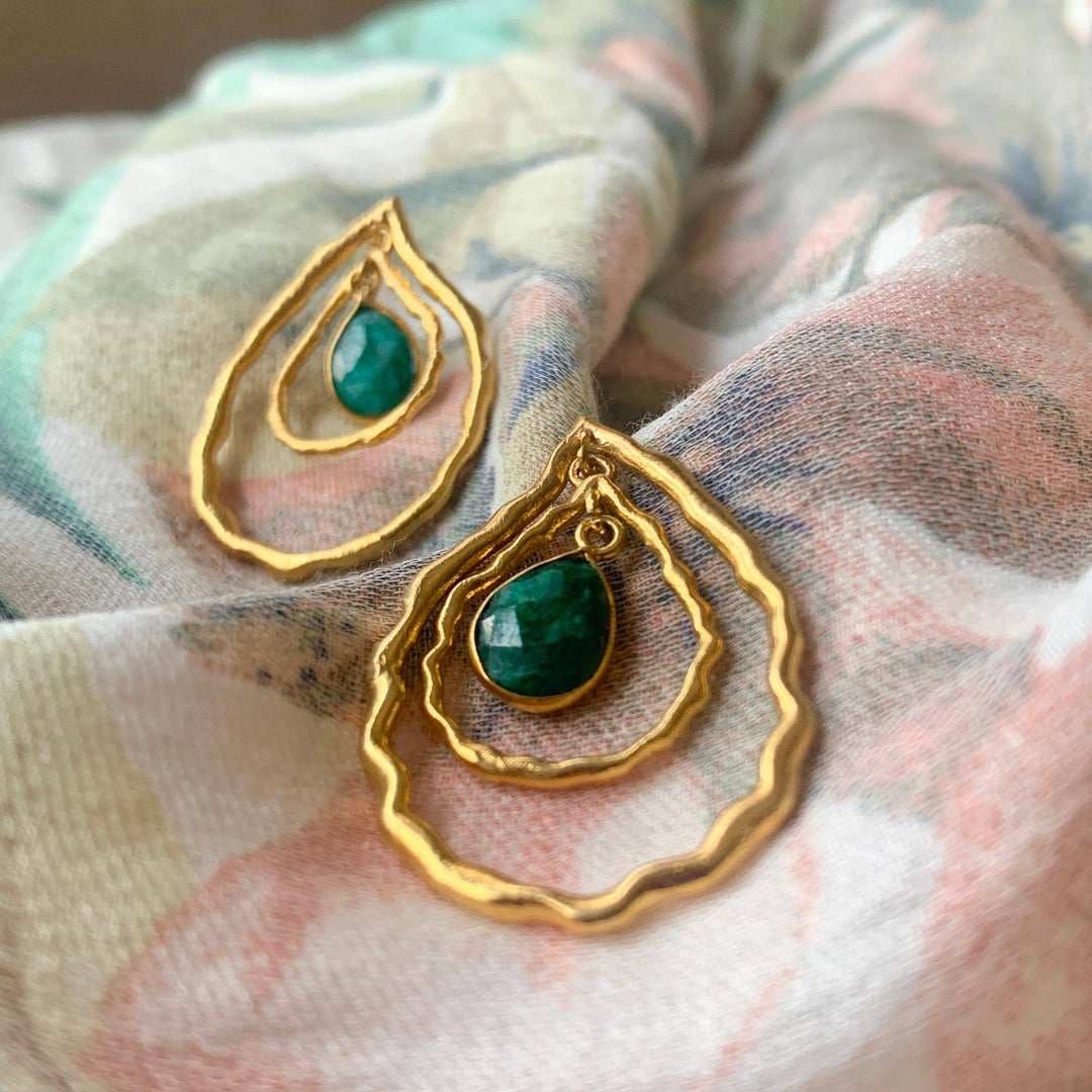 Pendientes piedras Splitz Verde - Mestiza Joyas