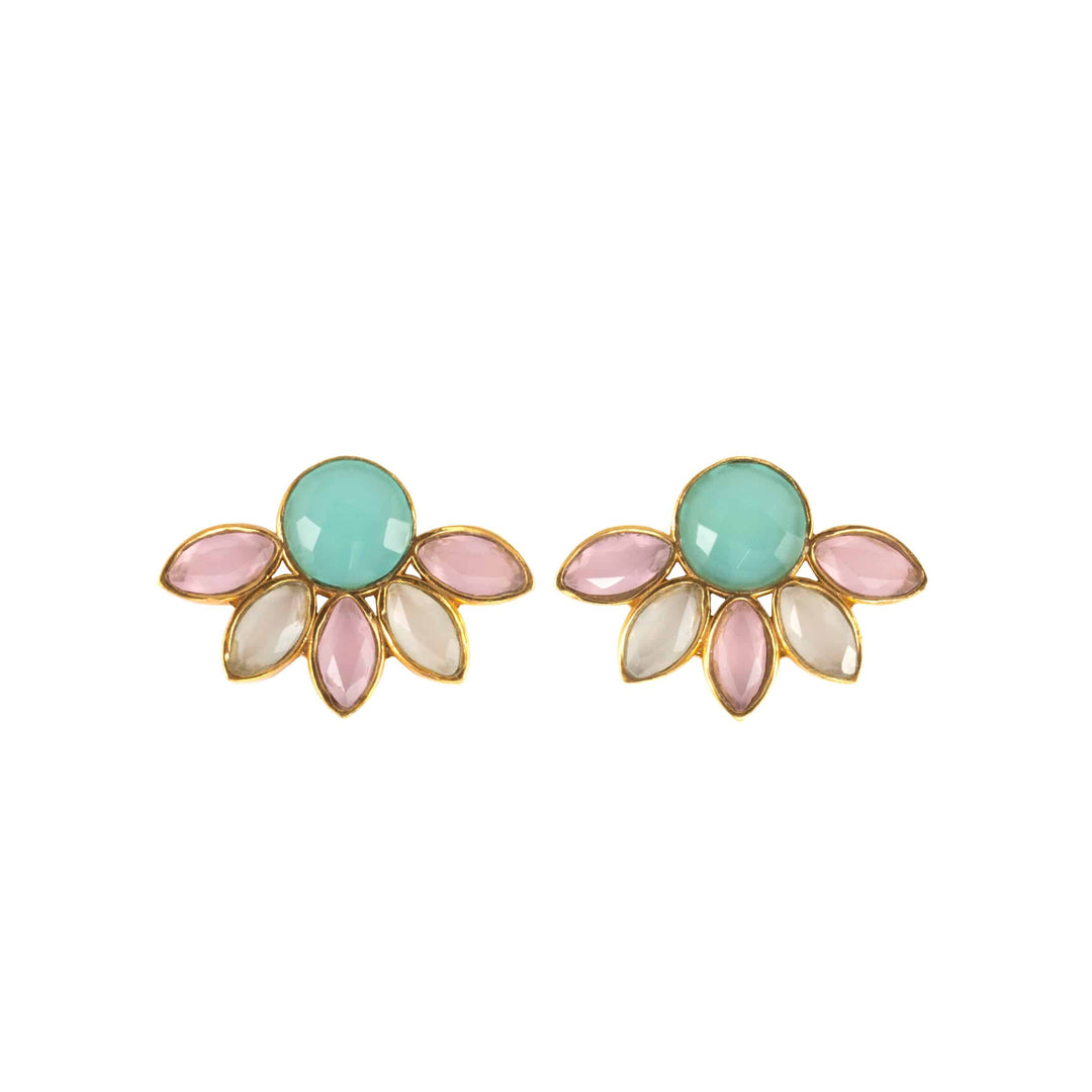 Pendientes piedras Sunshine Aguamarina, Rosa y Blanco - Mestiza Joyas