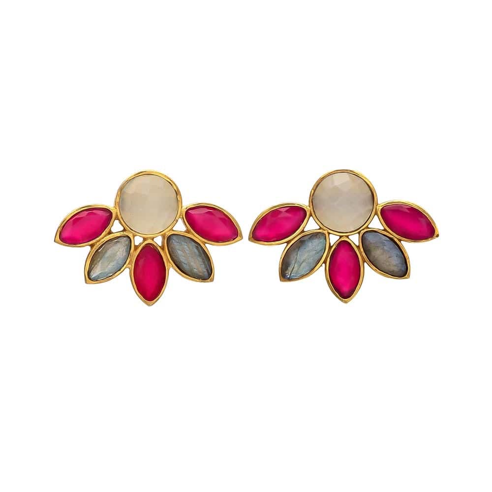 Pendientes piedras Sunshine Blanco, Fucsia y Labradorita - Mestiza Joyas