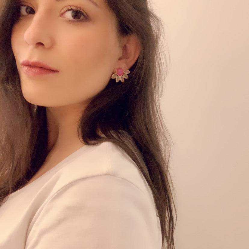 Pendientes piedras Sunshine Fucsia, Rosa y Blanco - Mestiza Joyas