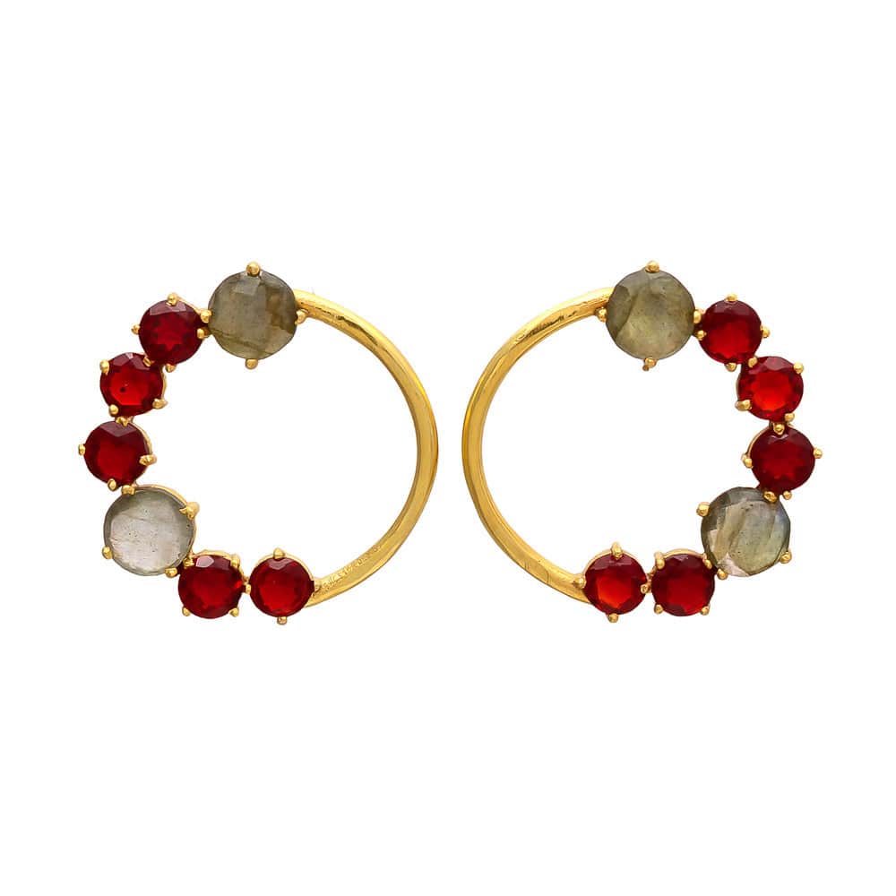 Pendientes piedras Valle Labradorita y Granate - Mestiza Joyas