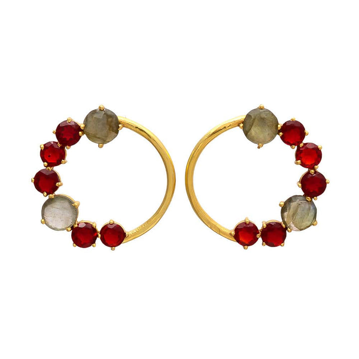 Pendientes piedras Valle Labradorita y Granate - Mestiza Joyas