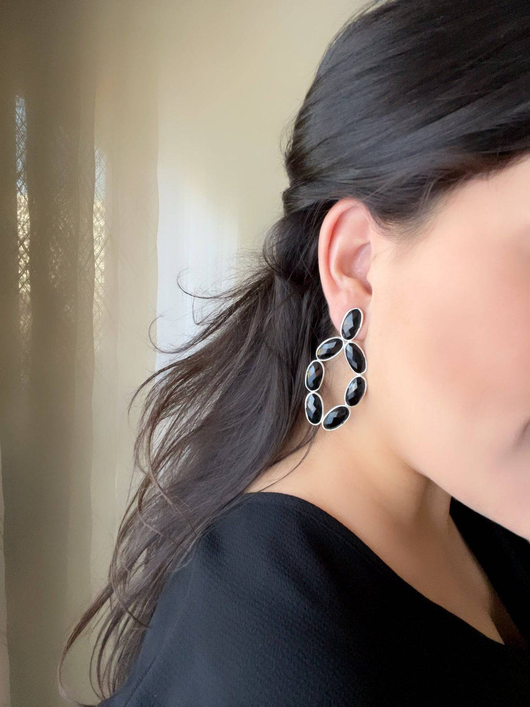 Pendientes Plata Múnich Negro - Mestiza Joyas
