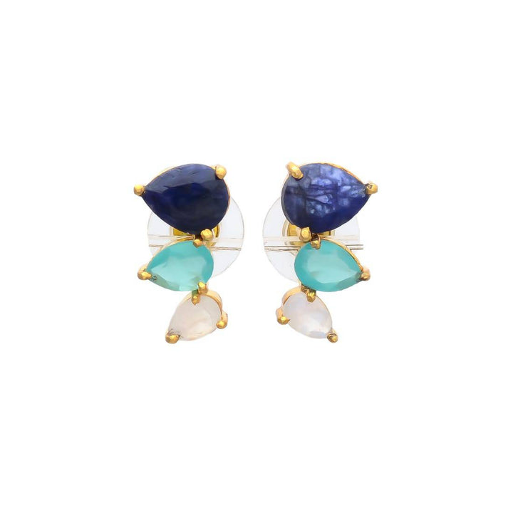 Pendientes Trepadores Gotas Azul, Aguamarina y Luna - Mestiza Joyas