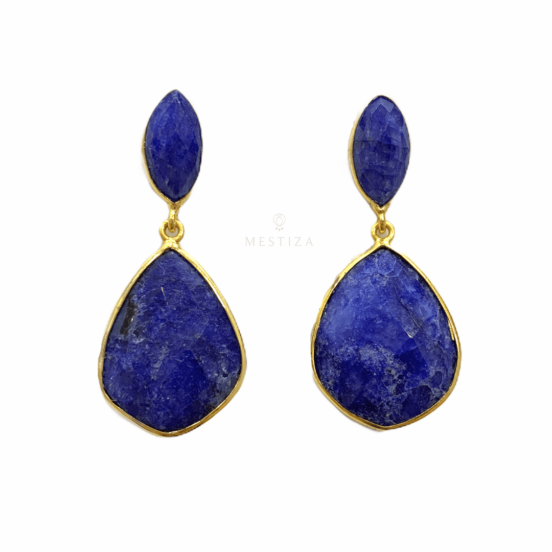 Pendientes con piedras Anastasia Azul - Mestiza Joyas