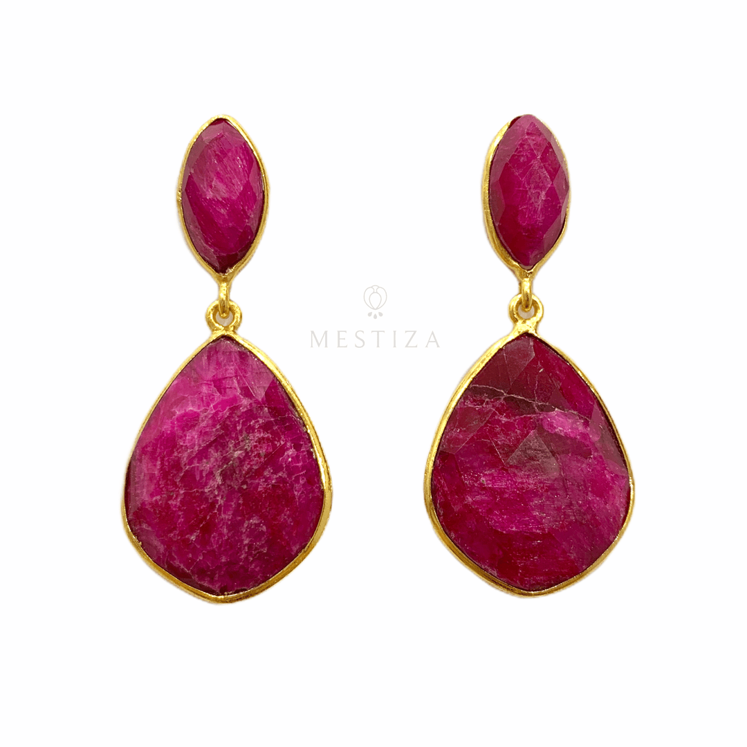 Pendientes con piedras Anastasia Granate - Mestiza Joyas