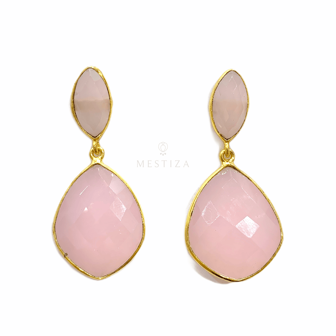 Pendientes con piedras Anastasia Rosa - Mestiza Joyas