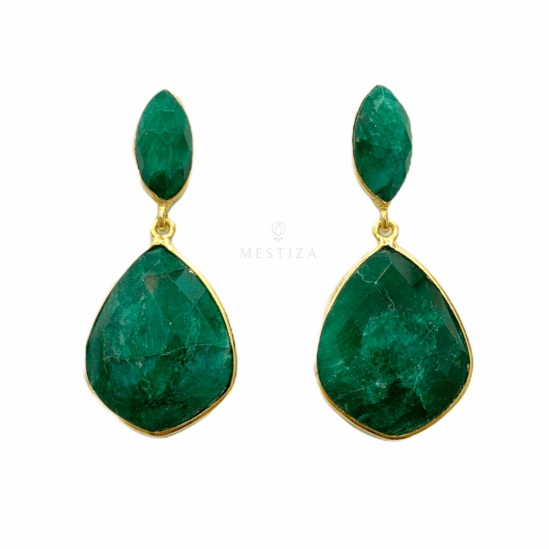 Pendientes con piedras Anastasia Verde - Mestiza Joyas