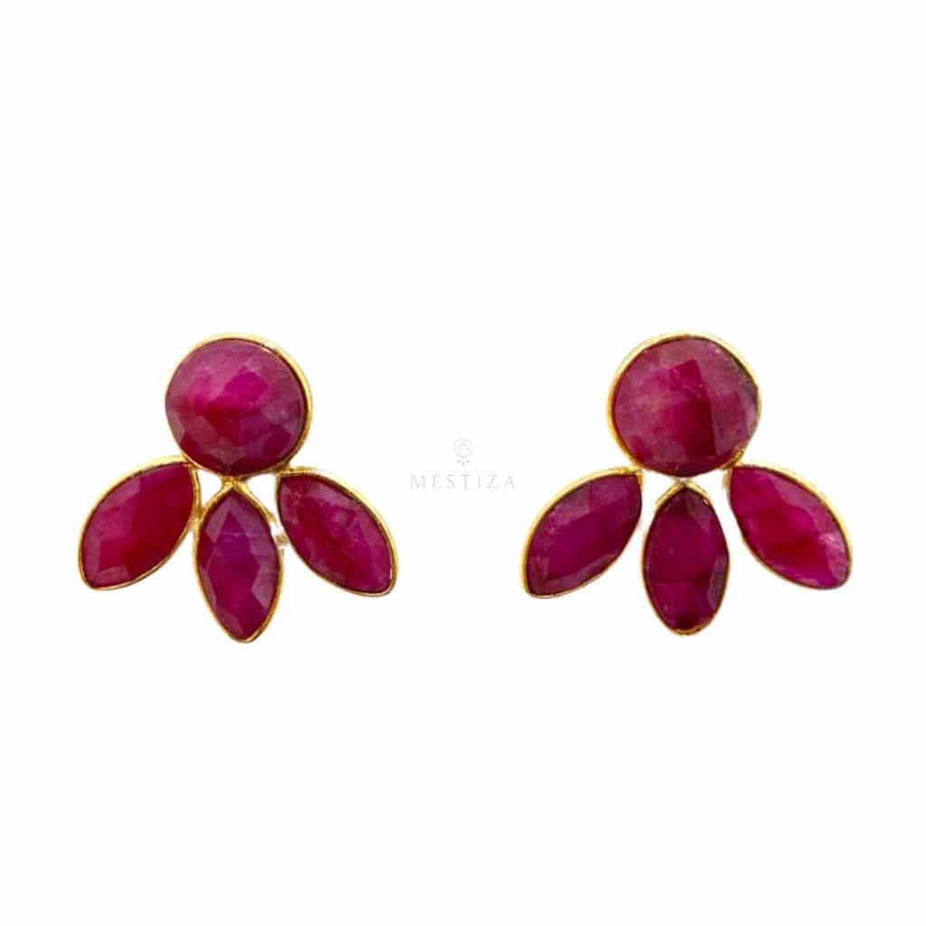 Pendientes con piedras Chiara Rubí - Mestiza Joyas