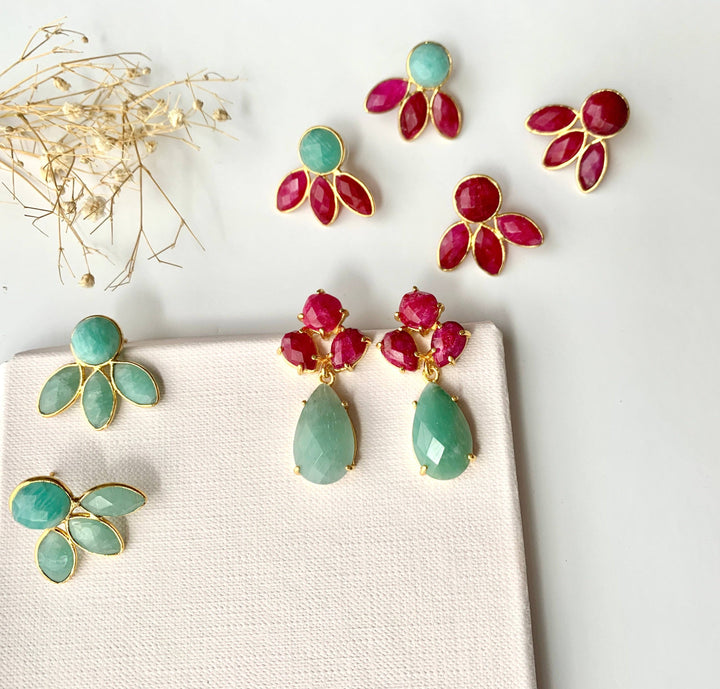 Pendientes con piedras Chiara Rubí - Mestiza Joyas
