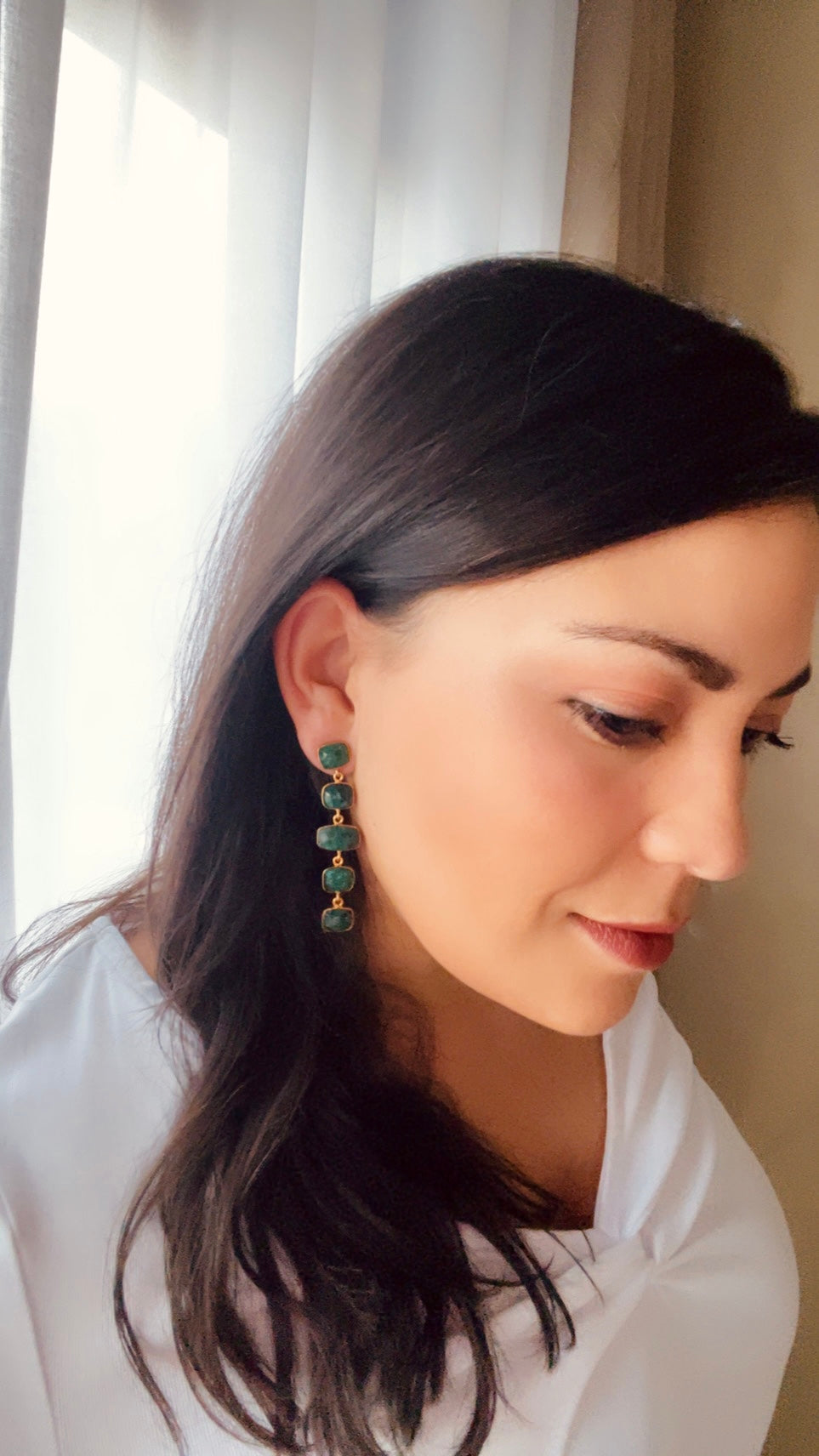 Boucles d'oreilles avec pierres Tui vertes