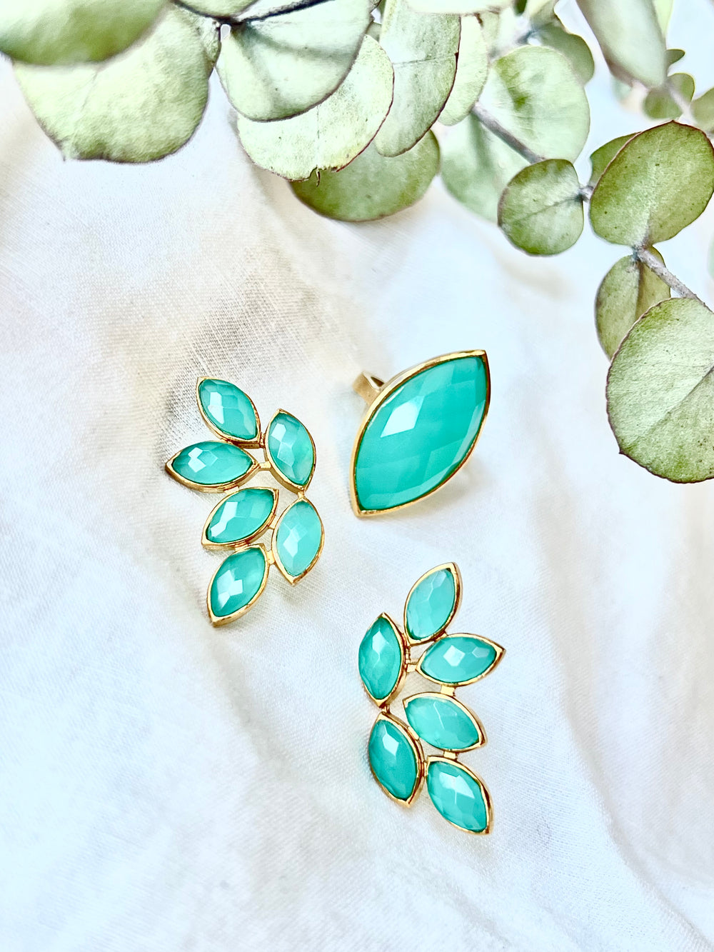Pendientes piedras Sofía Aguamarina - Mestiza Joyas