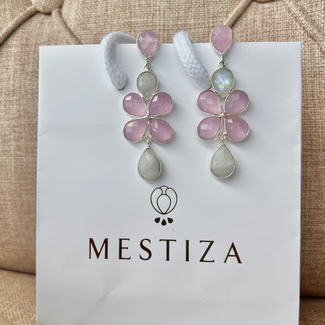 Boucles d'oreilles avec Madrid Rosa et Luna pierres