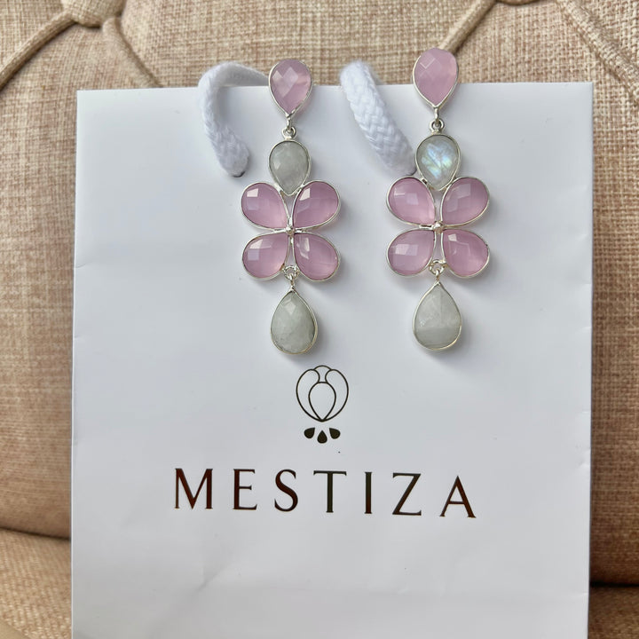 Boucles d'oreilles avec Madrid Rosa et Luna pierres