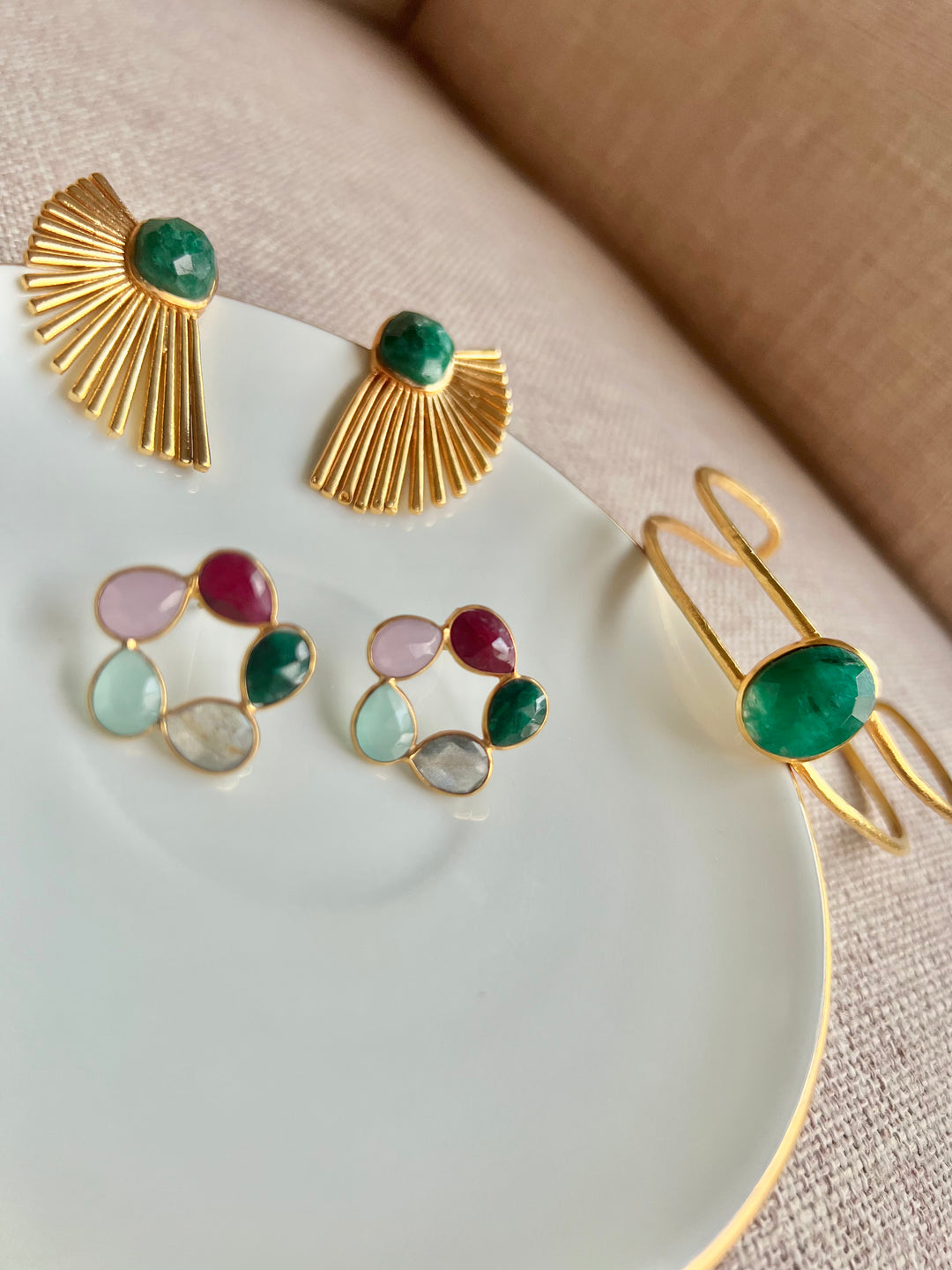 Pendientes con piedras Mallorca Granate, Verde, Labradorita, Aguamarina y Rosa - Mestiza Joyas