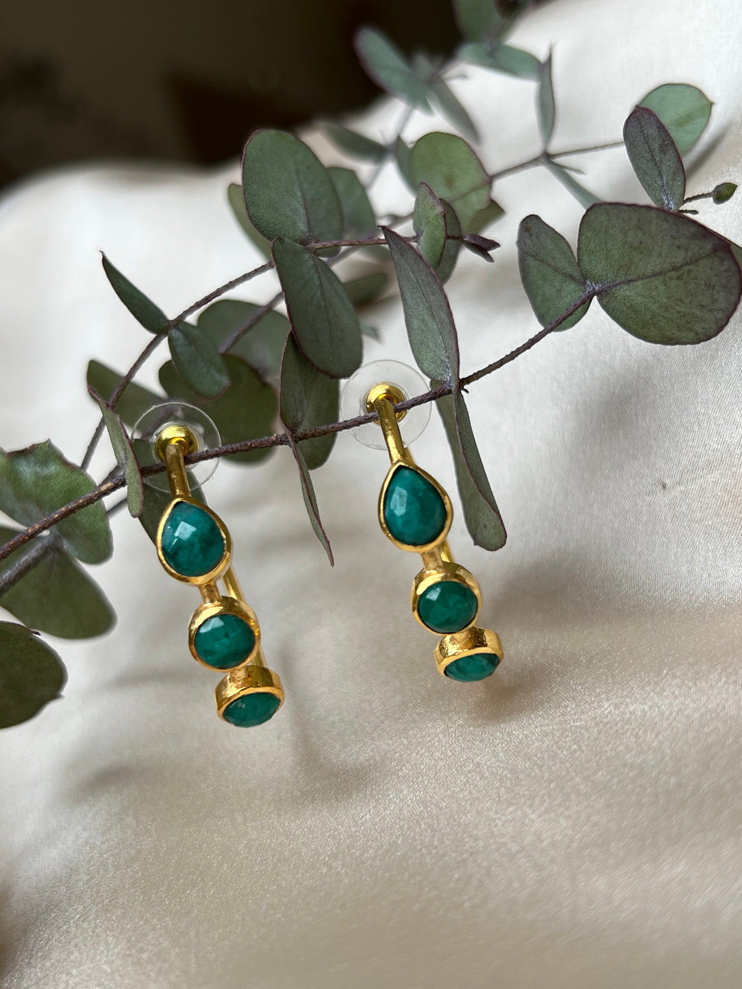 Pendientes piedras Mónaco Esmeralda - Mestiza Joyas