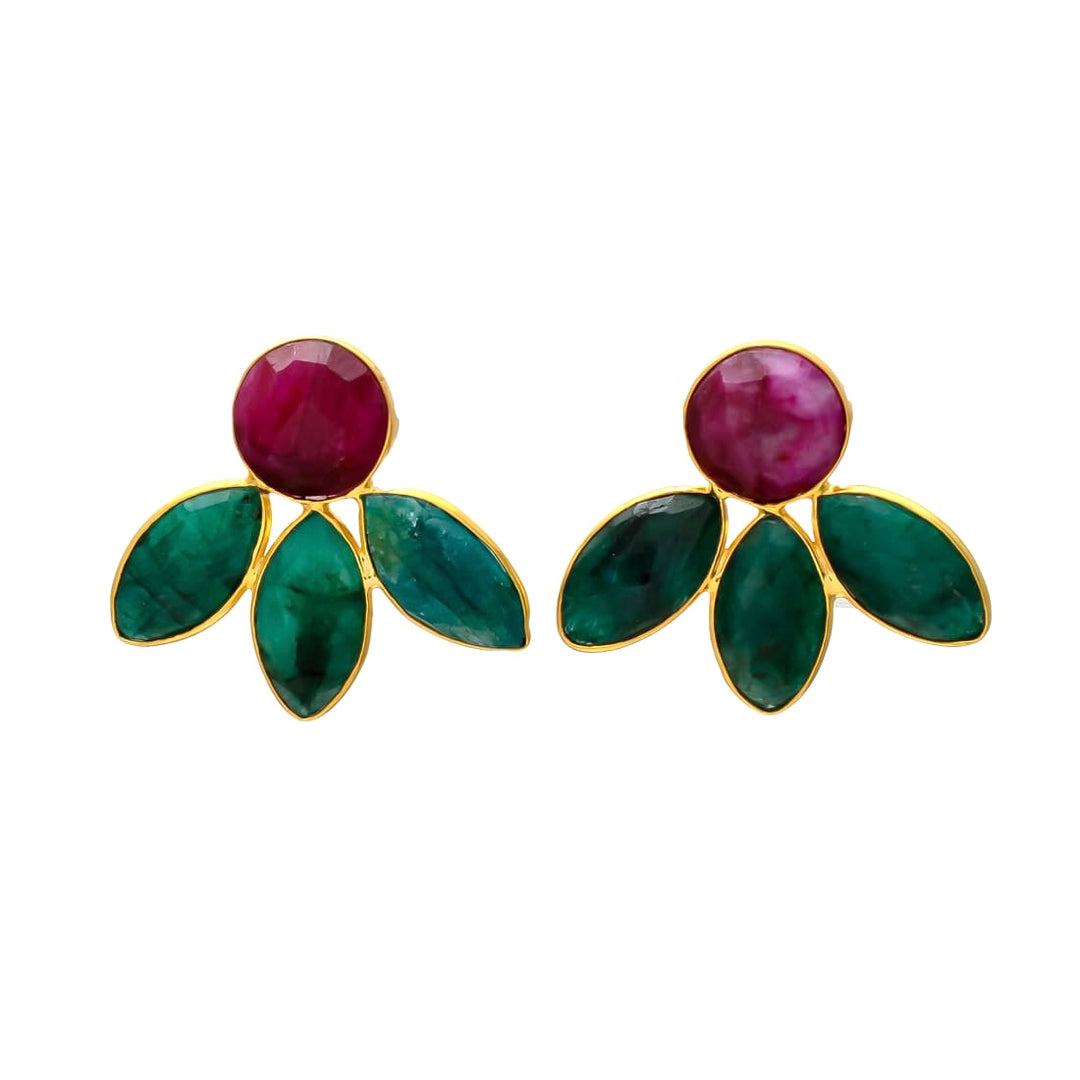 Pendientes con piedras Chiara Rubí y Verde - Mestiza Joyas