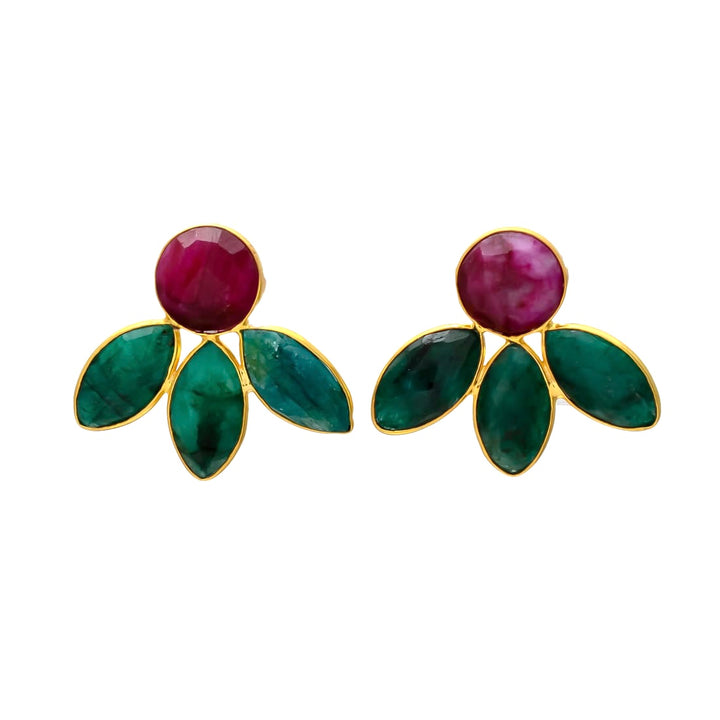 Pendientes con piedras Chiara Rubí y Verde - Mestiza Joyas