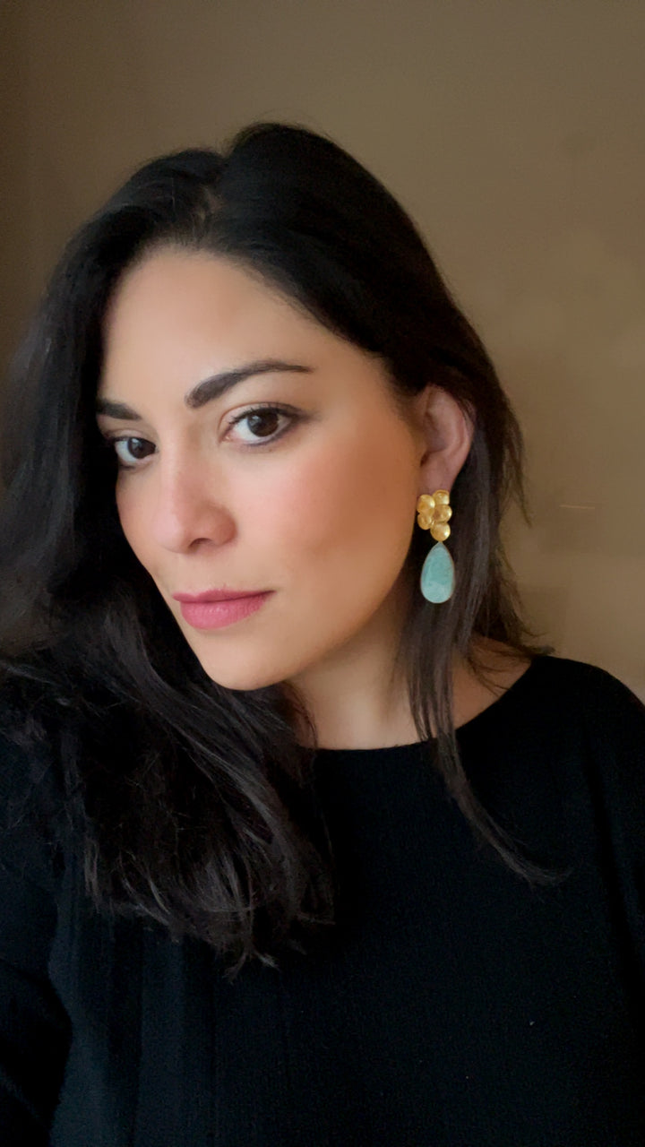 Boucles d'oreilles avec pierres Volcano Aquamarine