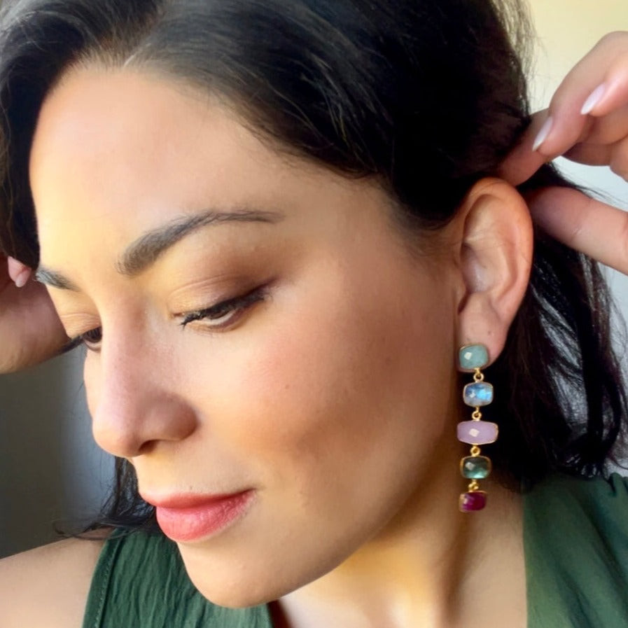 Pendientes con piedras Tui Multicolor - Mestiza Joyas