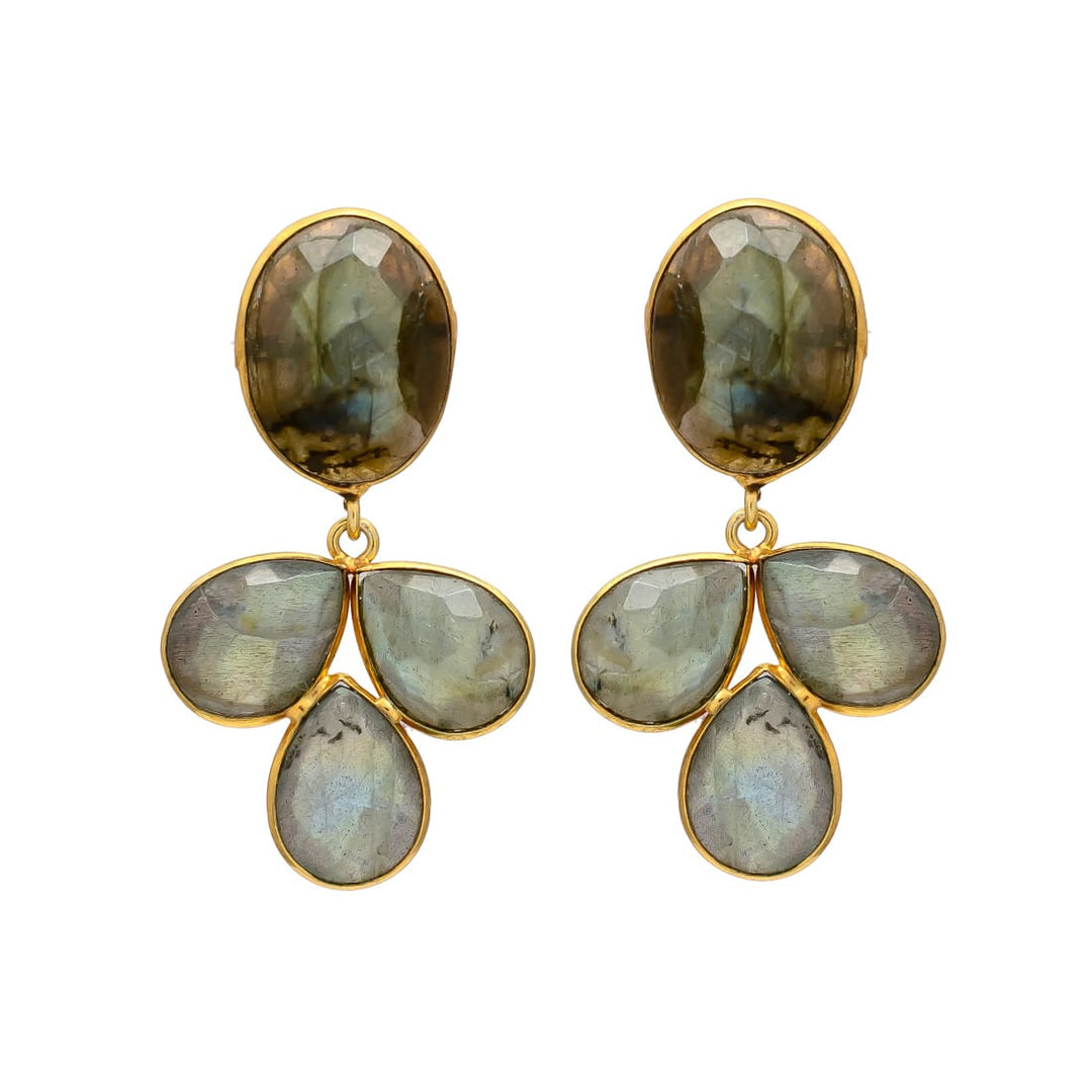 Boucles d'oreilles grenat et pierre de Dubaï verte