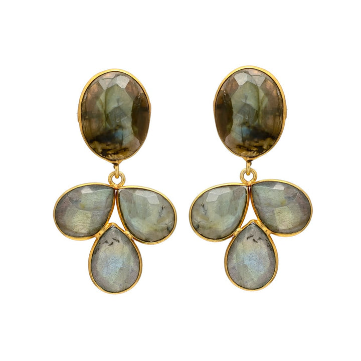 Boucles d'oreilles grenat et pierre de Dubaï verte