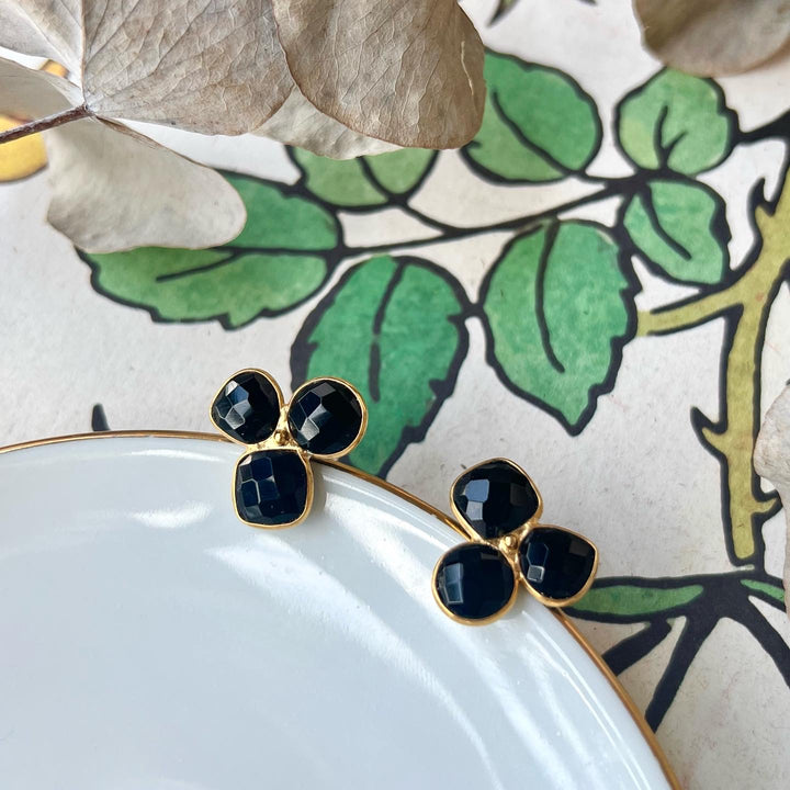 Boucles d'oreilles avec pierres Zarautz Noir