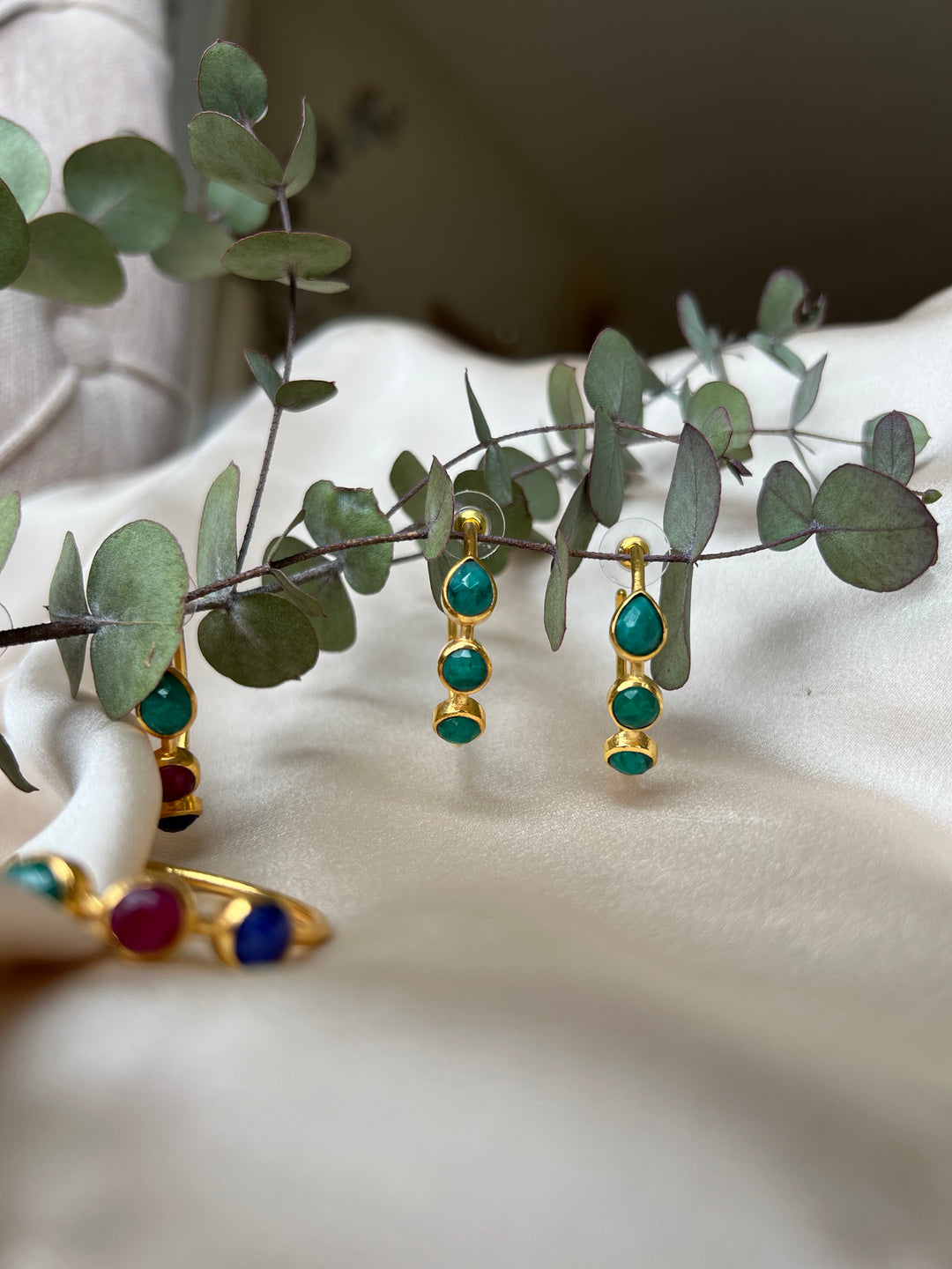 Pendientes piedras Mónaco Esmeralda - Mestiza Joyas
