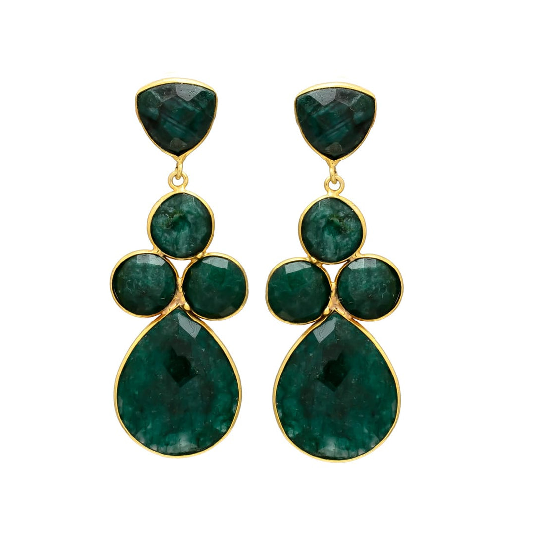 Boucles d'oreilles avec Liz Luna, rubis et pierres d'émeraude