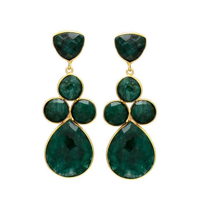 Boucles d'oreilles avec Liz Luna, rubis et pierres d'émeraude